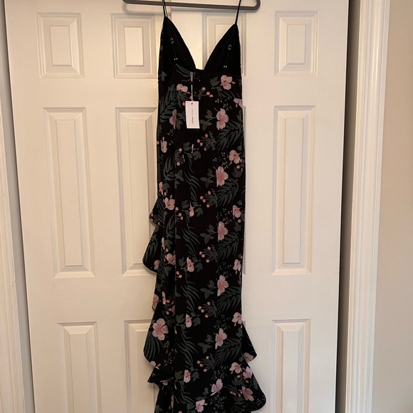 lovers and friends revolve ahamani gown black floral nwt size xs - Picture 4 of 6